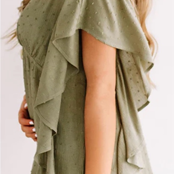 Bloomchic boho olive green flowey baby doll shirt. Size 18- NWT - Picture 9 of 9